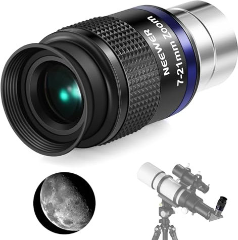 NEEWER Zoom Teleskop Okular, Himmelsbeobachtung Okular 7-21mm Brennweitenbereich, 40°-57°Gesichtsfeld, 15mm Augenabstand, 5 Elemente in 3 Gruppen, astronomisch Teleskopobjektiv mit 1,25 Tubus,LS-T22