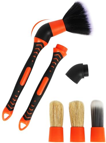 Jisejima Autowaschbürste Set mit 15° Winkelanschluss Weiche Borsten Auto-Staubbürste für Von Innenraum und Außenbereich Autos LKWs SUVs Wohnmobile Vent Motor Armaturenbrett Rad Sitze