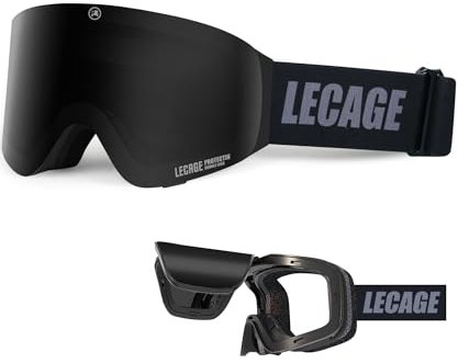 Skibrille Herren - Snowboard Brille Damen, Innovatives Flip-Up-Design Verspiegelt Ski Brille, Rahmenlose Breitere Sicht Schneebrille - Magnetische & Anti-Fog Snowboardbrille - UV400 Helm Schneebrille