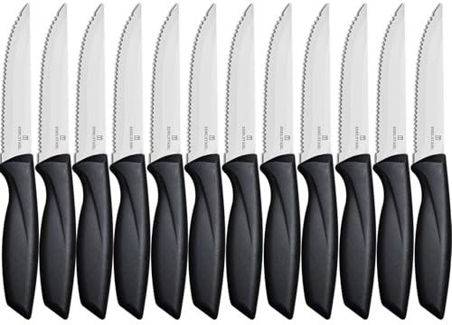 targzier Couteaux à Steak,Couteaux de Table dentelé,Ensemble de 12 Ustensiles de Cuisine,Couteaux de Cuisine en Acier Inoxydable,Couteau Cuisine Professionnel,Couteau Tranchant,Lave-Vaisselle
