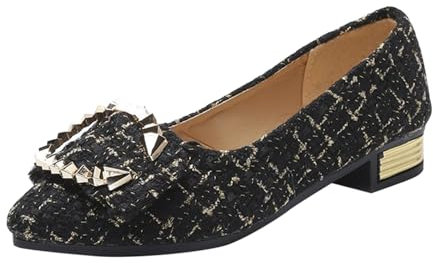 Women's Flat Ballerinas Moccasin Mary Jane Low Shoes Flat Shoes Leisure Hands-Free Slip-On Loafers Closed Toe Dance Shoes Casual Shoes for Girls Dance Teachers Students, black, 8.5 UK