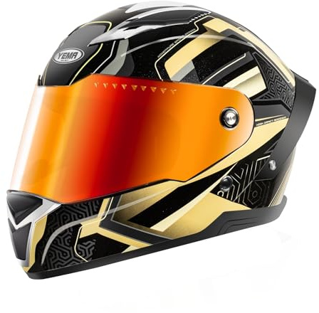 YEMA Casco da moto integrale per adulti, Casco unisex per ciclomotori e moto da strada con prese d'aria regolabili - Leggero e confortevole per scooter, cruiser YM-850
