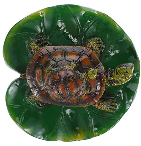 Supvox Schwimmendes Teichdekor Schildkrötenfigur Aus Kunstharz Realistische Wasserpool Dekoration Lotusblatt Für Garten Innenhof Springbrunnen