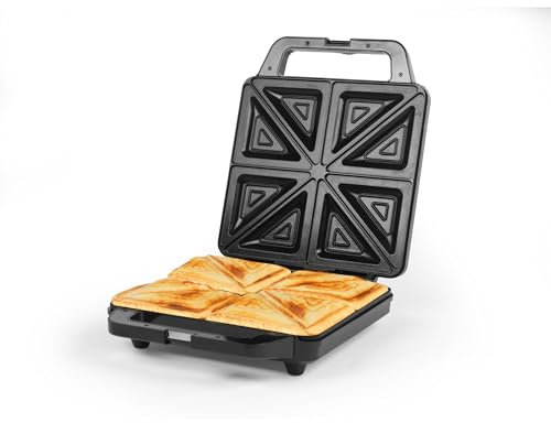Salter Macchina per sandwich a 4 fette - Tostapane elettrico a riempimento profondo, piastre con rivestimento antiaderente senza PFAS, controllo automatico della temperatura, toast più grandi del 30%*
