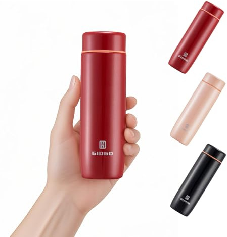 Small Water Bottle Steel 285ml/9.6oz Flask for Hot Drink, Metal Water Bottle Insulated Stainless Steel Water Bottles Flask(Red)