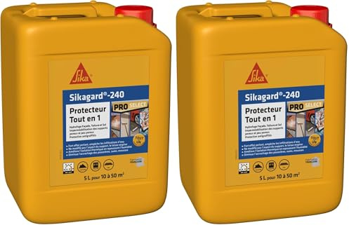 SIKA - Protection hydrofuge façade/mur/toiture et sol - Sikagard 240 Protecteur Tout en 1 - Intérieur et Extérieur - Prêt à l'emploi - Réduit significativement tâches et encrassement des matériaux- 5L