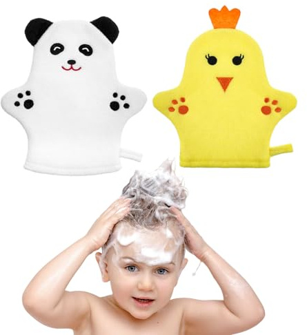KFHENSOMR 2PCS Baby Bath Mitt Washcloths Gloves Toddler Soft Washcloths