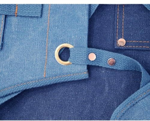 Eawfgtuw Tablier de travail en toile épaisse pour le soudage et le travail du bois, imperméable et résistant à l'usure avec plusieurs poches pour électriciens, charpentiers et industriels (bleu clair)