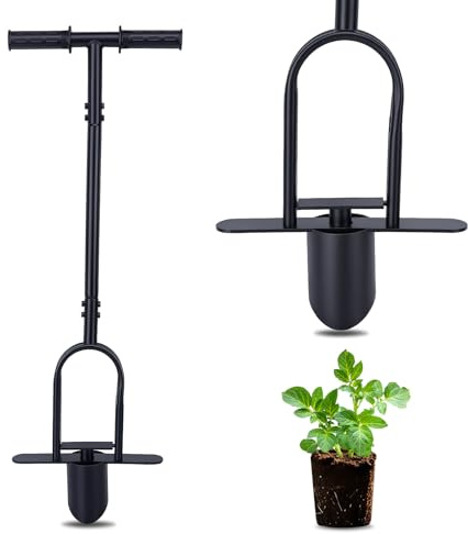 ZEMBSOYA Fioriera a cipolla, 87 cm, utensile multifunzione in acciaio al carbonio, profondità 11,5 cm, con manico lungo per piantare bulbi in giardino