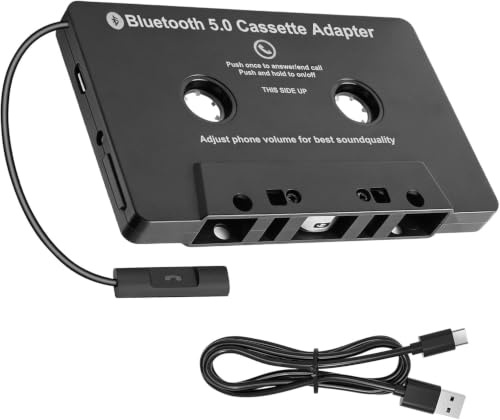 Adaptateur de Cassette Voiture Bluetooth 5.0, Micro Intégré, Mains Libres