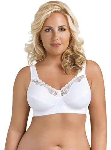 EXQUISITE FORM Fully Damen BH - Soft Cup Baumwoll-BH mit Spitze BH ohne Bügel Bügelloser BH Große Größen BH Weiß Größe 100D