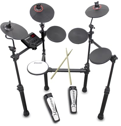 Carlsbro CSD100R 7-Piece Electronic Drum Kit with Sticks, Foldable | 108 voices, 10 preset kits, headphone output, 50 online lessons, compact