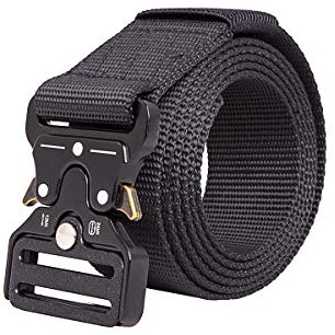 Shenky - Cintura tattica/militare con fibbia in metallo - carichi pesanti - larga 4 cm - Nero - 150 cm