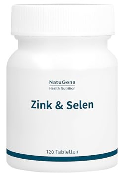 NatuGena Zink & Selen, Zinkpicolinat & Natriumselenit, organisch gebundene und fein auf einander abgestimmte Spurenelemente, 120 Tabletten (4 Monats Packung)
