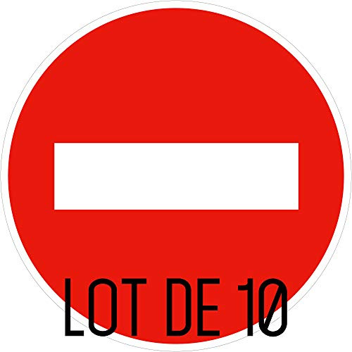 Autocollant vinyl - Panneau de sens interdit - Diamètre de 200 mm - 10