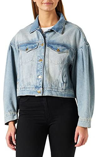 Kendall + Kylie dam K&k W Ballong Ärm Cropped Denim Jacka * Kkw3716106 K&K W BALLON ÄRMEL CROPPED DENIM JACKET * KKW3716106, Dark WASH, XS