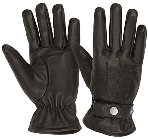 ALPIDEX Herren Lederhandschuhe Echtleder Warm Gefüttert Leder Handschuhe Winterhandschuhe Handschuh schwarz braun Herbst Winter, Größe:S, Farbe:brown