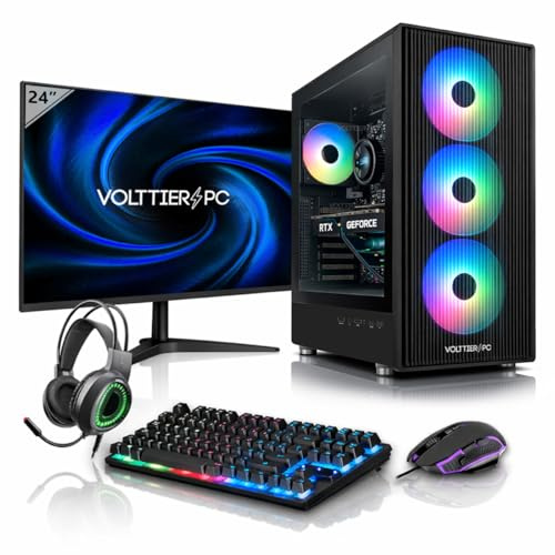 VolttierPC - PC Gaming Completo Intel Core i5 12400F | RTX 5060 8GB | 16GB RAM | 1TB SSD NVMe | WiFi 6 + Bluetooth 5.2 | Windows 11 Pro | Monitor 24 120Hz | Teclado y Ratón RGB Gamer