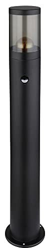 etc-shop Wegeleuchte mit Bewegungsmelder Außen Aussenleuchten Garten Standleuchte Stehlampe Bewegungsmelder, Edelstahl schwarz rauch, E27 Fassung, DxH 14x80 cm