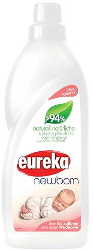 Eureka Newborn Fabric Softener – 1 L – 94% Natural & Plant-Based Ingredients – Hypoallergenic, Dermatologically Tested – Gentle Softening for Baby Clothes & Newborn Skin