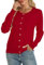 Jacke Damen Herbst Gestrickt Jacke Langarm Rundhalsausschnitten Knöpfen Strickjacke Ausgehöhlte Festliches Cardigan Rot XL (46-48)