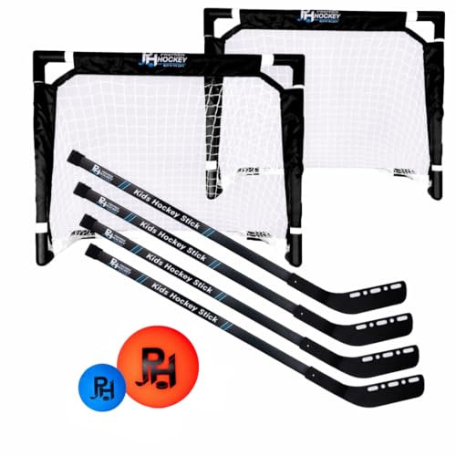 Premier Hockey - Kids Hockey Set – (4) Sticks, (2) Mini Goals, (1) Foam & (1) Standard Balls – Complete Beginner Set for Ages 3-12