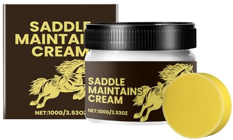 Sattelreiniger und Pflegespülung Lederpflege 100g Lederpflege Lederpflege Balsam mit Applikatorschwamm für Sattel, Stiefel, Regenschauer