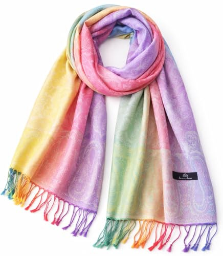 KARMA.DIEM Sciarpa XXL 180 × 60 cm – panno pashmina da uomo e da donna, morbido ed elegante, design Paisley, idea regalo perfetta e accessorio da viaggio (Mulitcolore 3)