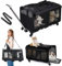 WUDLEP Double-Compartment Pet Rolling Carrier，Large Rolling Cat Carrier for Up to 35 LBS, Super Ventilated Design with Wheels for 2 Pets,Ideal for Traveling/Hiking/Camping