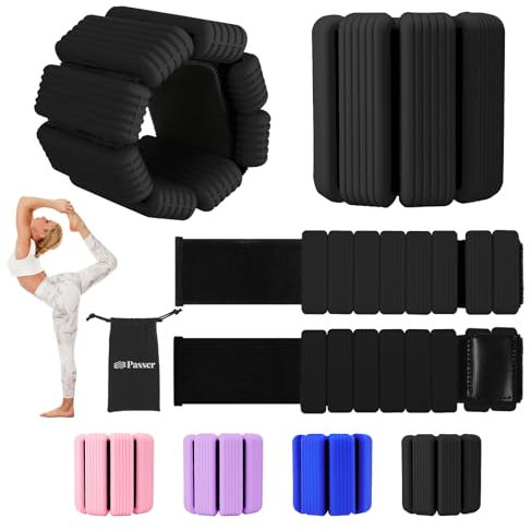 Gewichte für Beine und Arme für Damen Herren Set 2er (je 0,5 kg) - Arm Fuß Gewichtsarmband 1kg Verstellbare Gewichtsmanschetten für Fitness, Yoga, Pilates, Aerobic, Gehen, Schwimmen - Schwarz