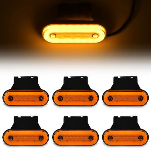 HOVCEH Begrenzungsleuchten Led 12V 24V, 6 Pcs Seitenbegrenzungsleuchten Led Größe: Länge: 115 mm - Höhe: 75 mm, Positionsleuchten Immer Hell mit Halterung Für LKW PKW KFZ Anhänger (Gelb)
