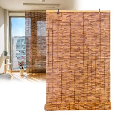 BZCKBZ Tenda A Lamella Tapparella Avvolgibile bambù Traspiranti Sollevatore Tenda da Sole Esterno Interni, 100x200 120x170 150x190 50x80 80x170cm, per Portico Terrazza Giardino(60x150CM/24x59IN)