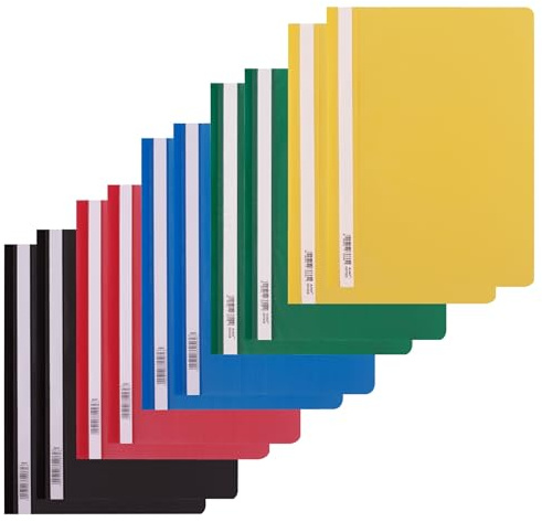 D.RECT A4 Clear Front Document Folders – 10-Pack Polypropylene Filing Covers with Index Strip – Durable Presentation Folders for Office & School