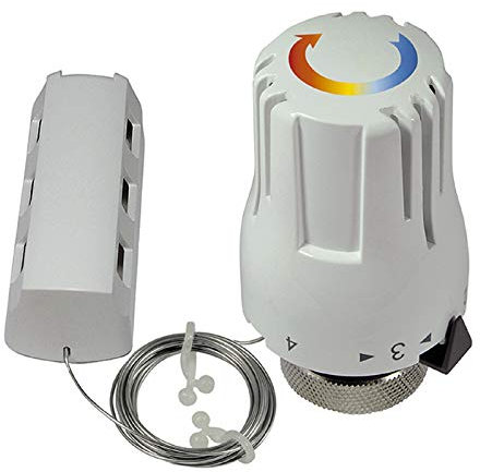 Sanitop-Wingenroth Thermostatkopf mit eingebautem Fernfühler | Flüssigkeitsgefülltes Thermostat | Skalenhaube weiß | Frostschutzsicher | Heizkörper | Heizungsregler | 27288 9
