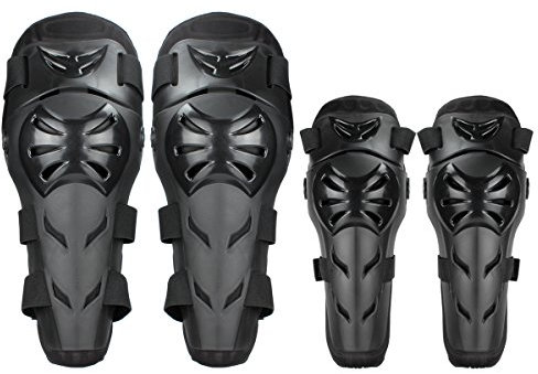 GES 4Pcs Motorcycle Knee Elbow Protector Motocross Racing Knee Shin Guard Pads Protective Gear for Adults (Black)