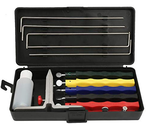 Afilador de cuchillos, Juego de piedra de afilar de amoladora Kit profesional de sistema de afilador de cuchillos de ángulo fijo para el hogar y la cocina, piedras de afilar