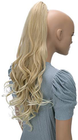 CAISHA 60cm Voluminoso Posticcio Per Capelli Violet Con Pinza Capelli Coda Capelli Per Donna Ondulato Biondo Chiaro Mix H510