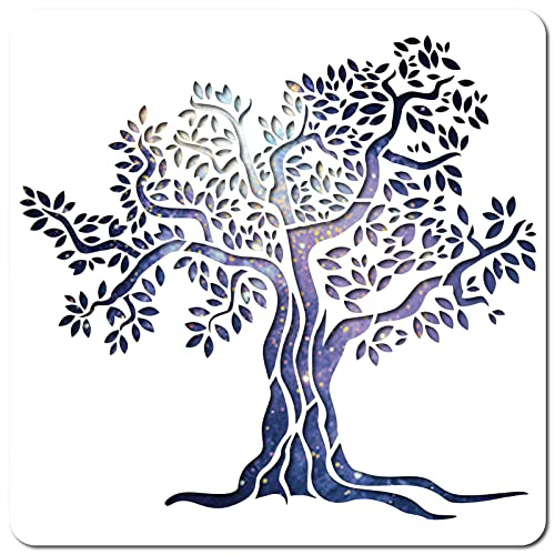 GORGECRAFT Plantilla de Plantilla de Árbol de la Vida, Grande, 11.8x11.8 Pulgada, Reutilizable, para Decoración del Hogar, para Pintar En la Pared de Madera, Tarjeta de Álbum de Recortes