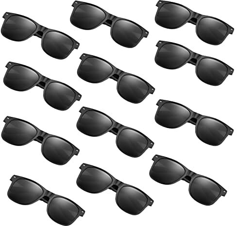 FEPITO 24er Pack Party Sonnenbrillen, Großpackung für Kindergeburtstags Gastgeschenke, Tütenfüller für Strand Pool Party Spielzeug für Kinder und Erwachsene, Schwarz