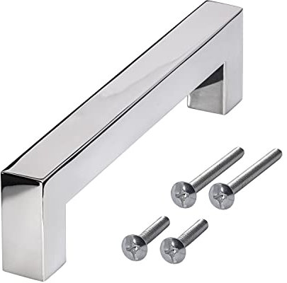 Stahlia 1 x Möbelgriff Chrom glänzend Lochabstand 96mm Edelstahl Schrankgriffe Küchengriffe Schrankgriffe Stangengriffe eckig Wohnzimmer Möbel Bad Möbel Schrank Profil: 15x15mm inkl. Schrauben