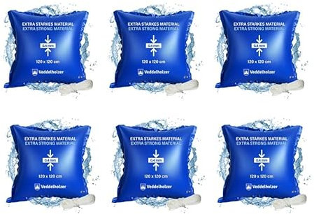 Veddelholzer 6Mal XXL 120 x 120 cm Luftkissen inkl. 24m Seil Poolkissen Winter zur Poolabdeckung Pool Zubehör Pool Wintermittel zur Pool Überdachung Abdeckung im Winter und bei schlechtem Wetter