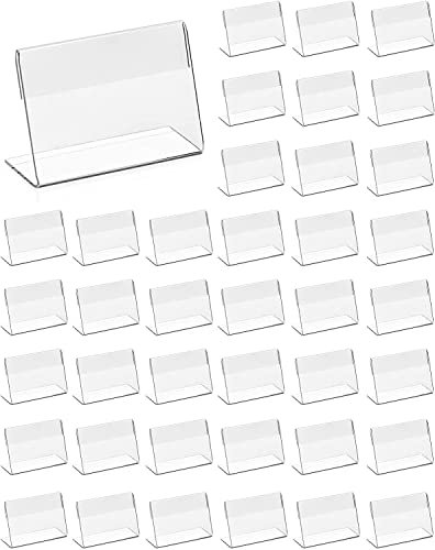 LATRAT 30 Stück Acryl Etikettenhalter, Acryl Preisschilder, Tischnamensschild, Waren Zeichen Display, Acryl Namenskarten Halter
