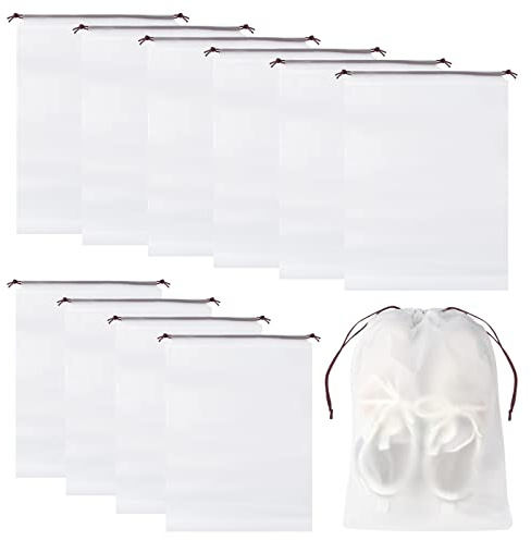 Sac À Chaussures De Voyage, 10 Pièces Sac Givré Transparent Grand Sac De Rangement Portable pour Chaussures À Cordon, pour Voyage Sport