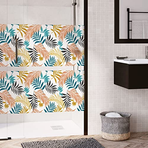 Ockult insynsskydd fönsterfilm - färgade pingilblad - klistermärken för fönster och duschdörr - 40 x 100 cm