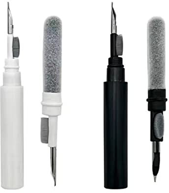 2 Pezzi Multifunzione Spazzola per Pulizia Degli Auricolari, 3 in 1 Kit Pulizia per Auricolari, Accessori Per Pulire Gli Auricolari, Per Custodia Ricarica, Auricolare, Porta Telefono (Bianco e Nero)