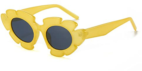 LJCZKA Occhiali da Sole a Forma di Fiore Gatto Donna Uomo, Retrò Occhiali da sole Decorative Moda Trend Occhiali Colorati Party da Festa