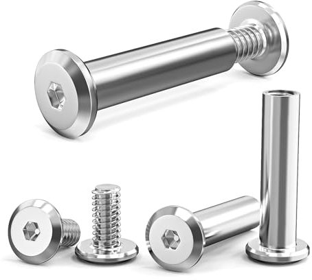 ORTAVA 10 Stück Verbindungsschrauben M4 x 20 mm (10 x Möbelschrauben, 10 x Hülsenschrauben), Edelstahl A2 V2A Schrankverbinder, Möbelverbinder, Schränken, Holzbrettern