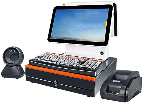 Máquina de caja registradora táctil de doble pantalla de 15.6 pulgadas, plegable multiángulo, 4G + 128 GB para restaurante, supermercado minorista