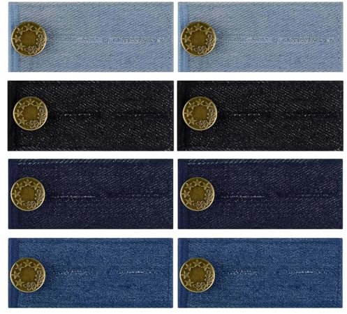 8 Stück Hosenbunderweiterung, Nahtlose Verlängerungsschnalle für Freizeithosen Hosenknopf Verlängerung Jeans Knopfverlängerung, Mehrfarbige Taille Erweiterung Knopf für Jeans Hosen Umstandshose