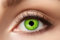 Zoelibat Eyecatcher – Neon Cat – Farbige Jahres-Kontaktlinsen mit katzenartiger Pupille in Neon-Grün – Kontaktlinsen Halloween grün ohne Stärke – mit Aufbewahrungsbehälter